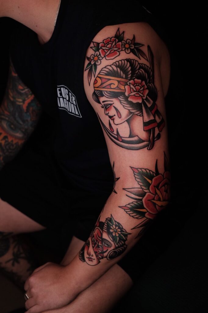 american traditional tatto at fig tree tattoo studio bali