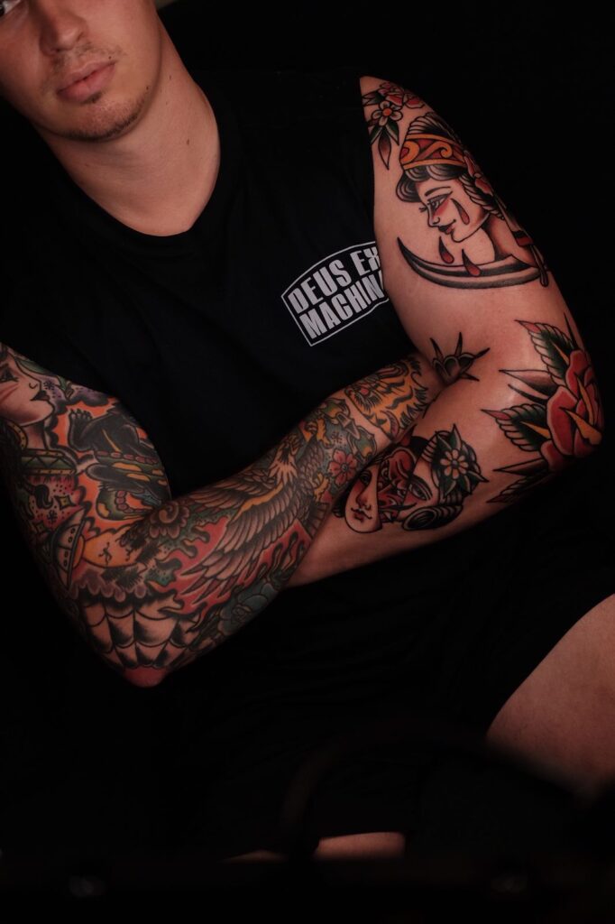 american traditional tatto at fig tree tattoo studio bali