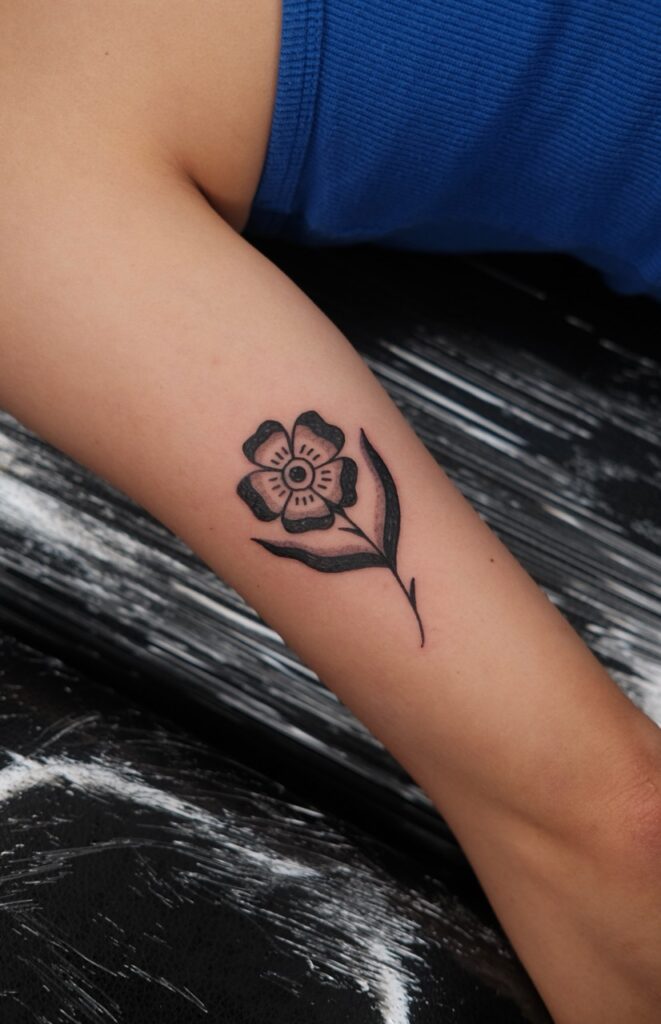 Flower Tattoo - American Traditional Tattoo - August TRD